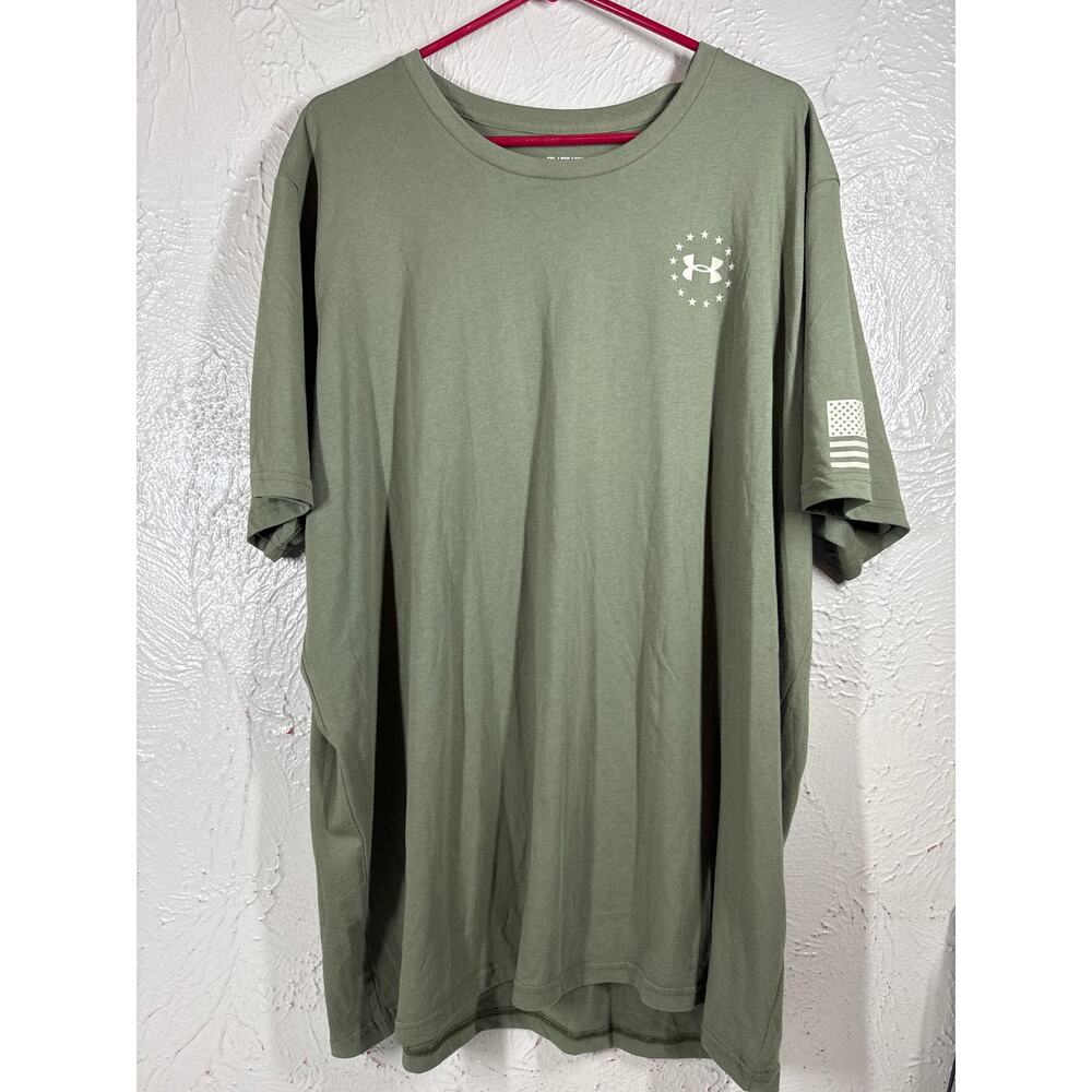 Under Armour Shirt Mens Adult‎ Green Logo Patriotic Freedom Casual Size 3XL XXXL